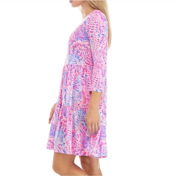 Lilly Pulitzer Geanna Tiered Swing Dress in Raz Berry Sea You Soon - Picture 3 of 15